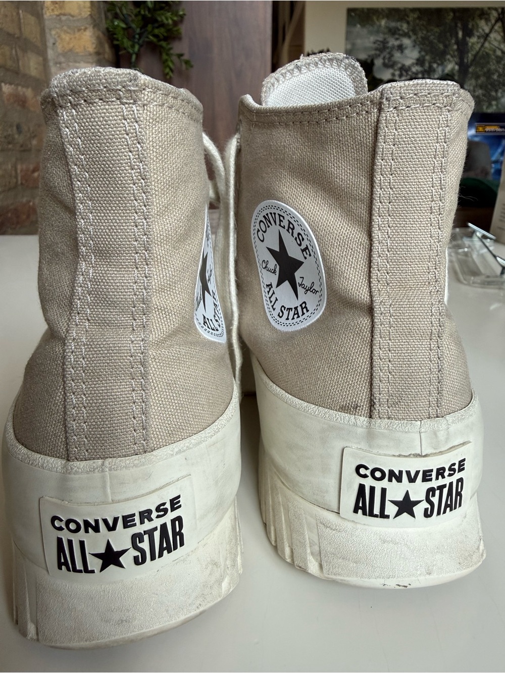 Converse High Top Sneakers - Beige & White - Picture 2 of 7
